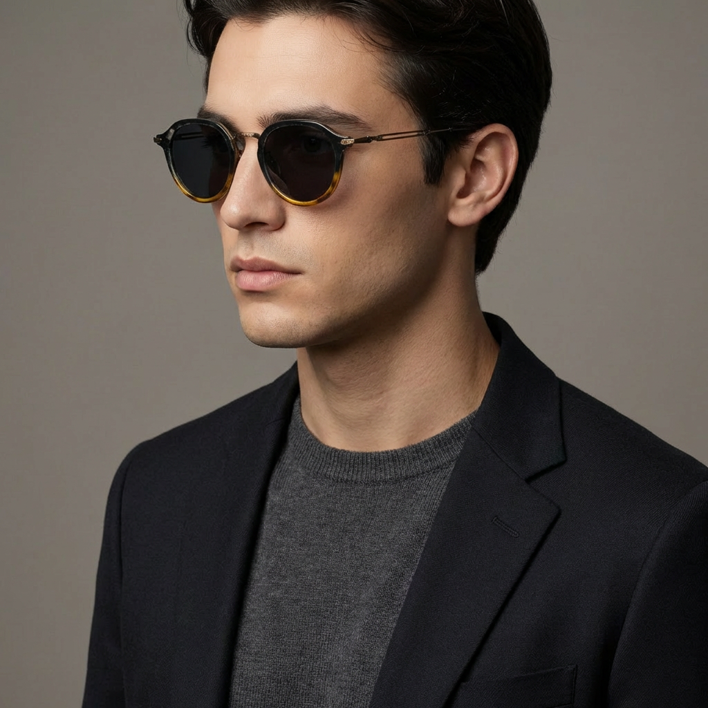 Onyx Men's Classic Round Sunglasses | Vintage